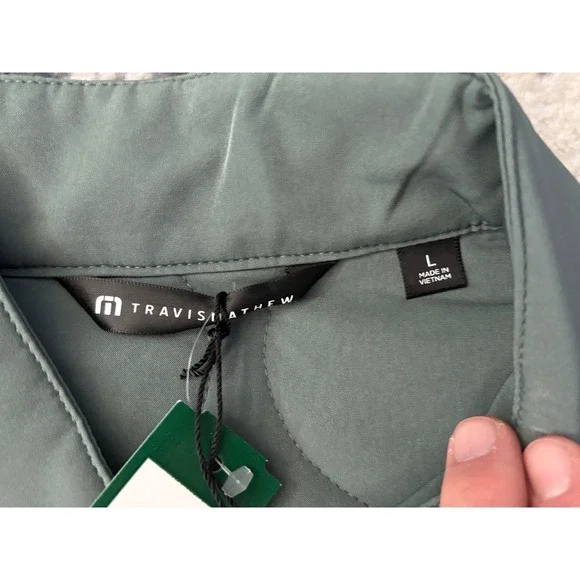 NWT Travis Mathew Men Large Come What May Green Quilted Bomber Jacket $ 189.00 - Picture 7 of 10
